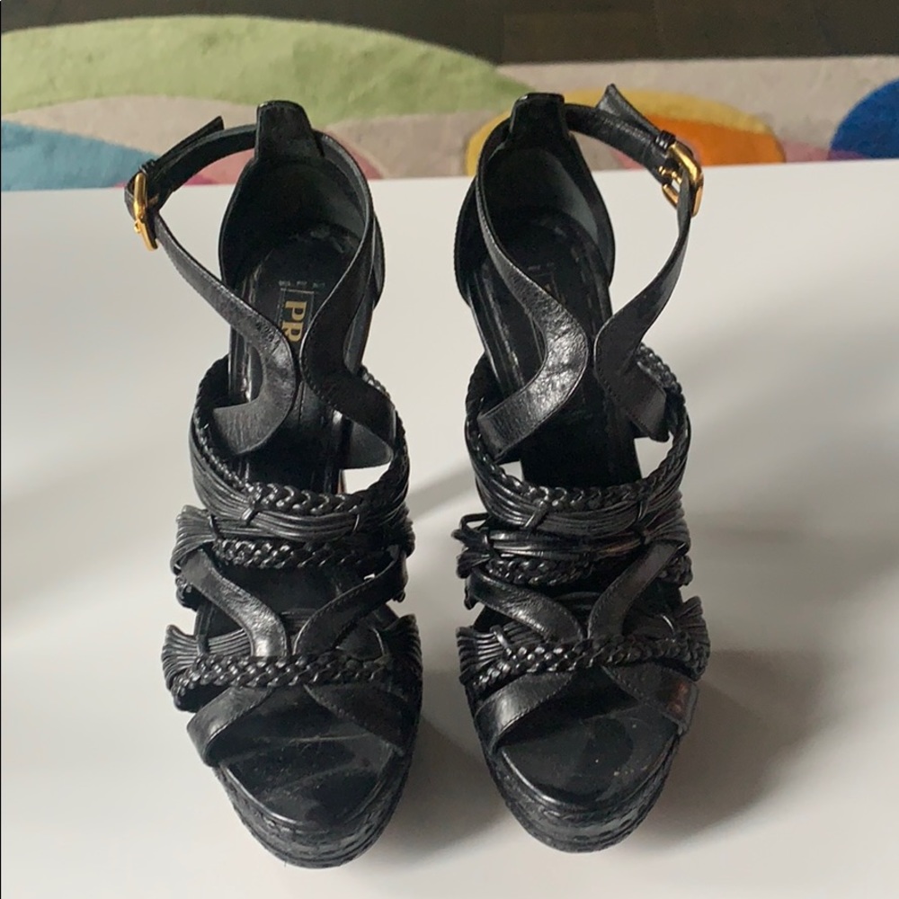 Prada Strappy Braided Platform Sandal heel - Picture 3 of 5